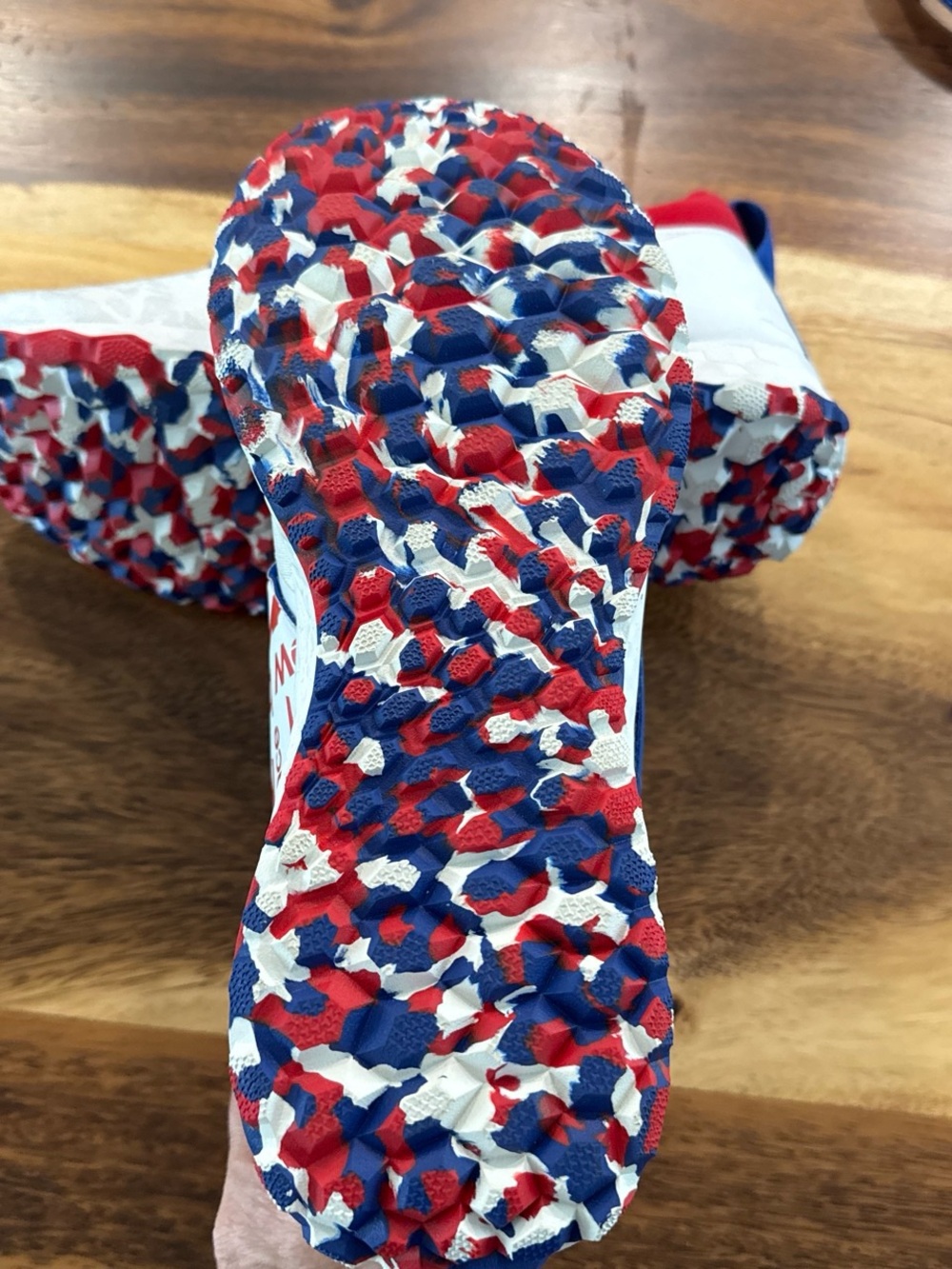 New Balance White, Red & Blue Logo Strap Sneakers - Picture 3 of 7